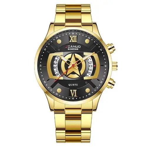 Fashionable steel strip luminous calendar men’s business watch multifunctional sports watch-Gold